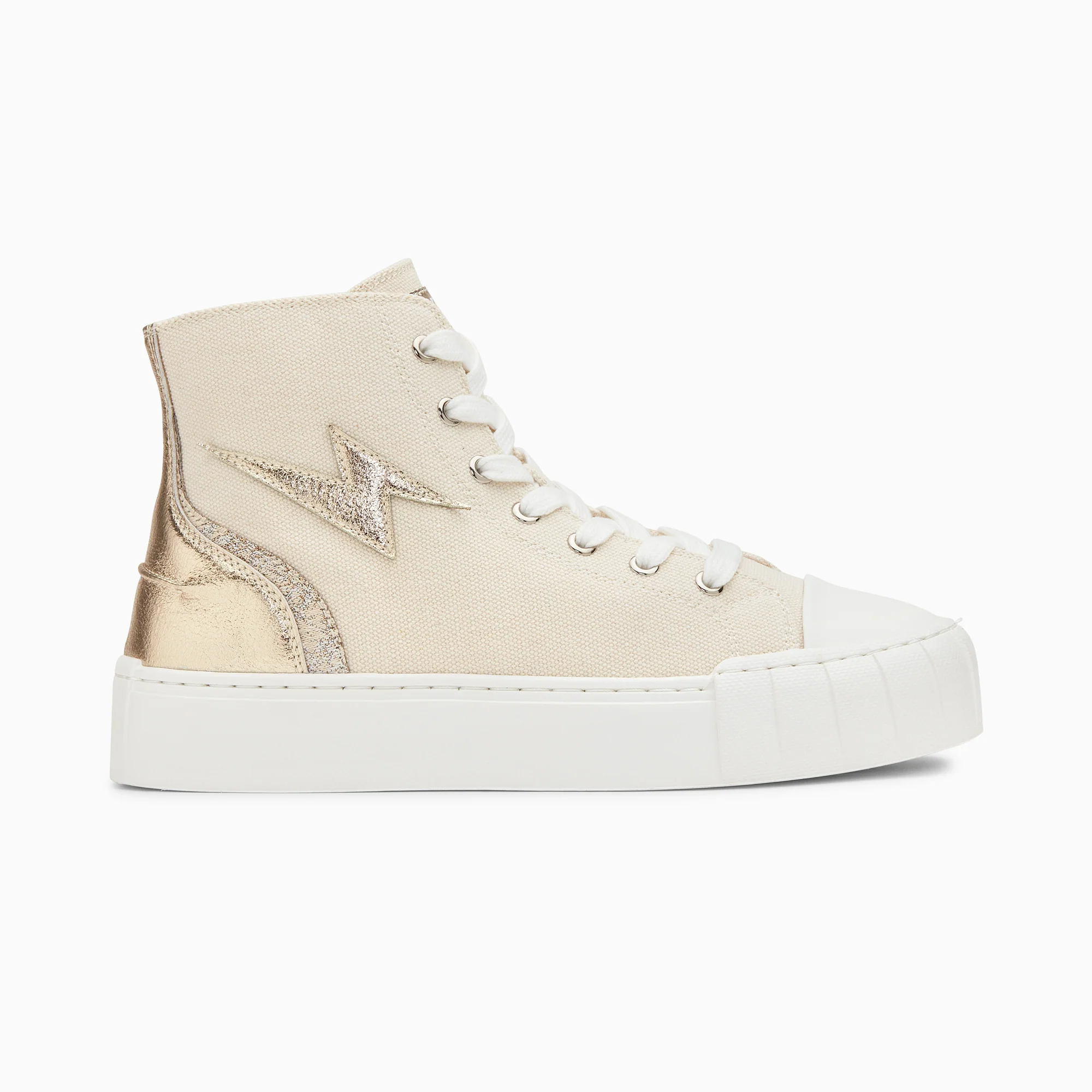 Sneakers-Baskets éclair Laure montantes beige et or