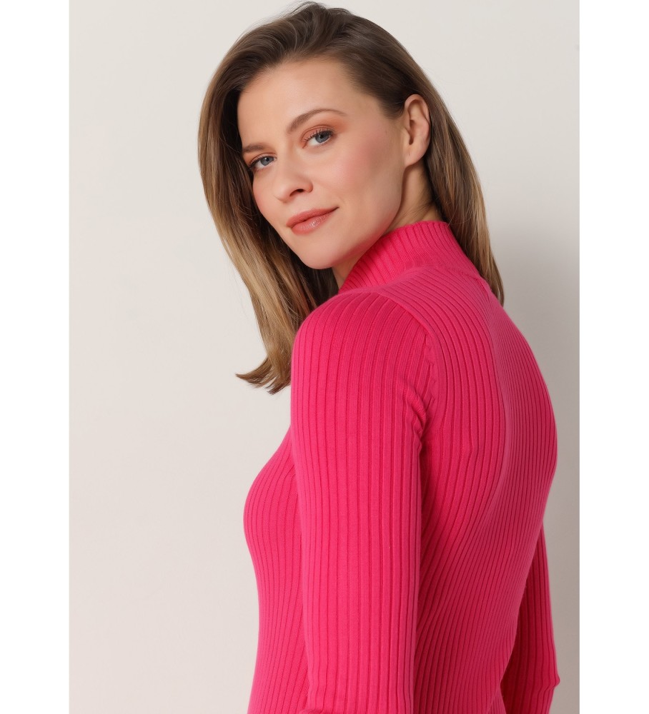 Vestido midi de malha rosa Lois