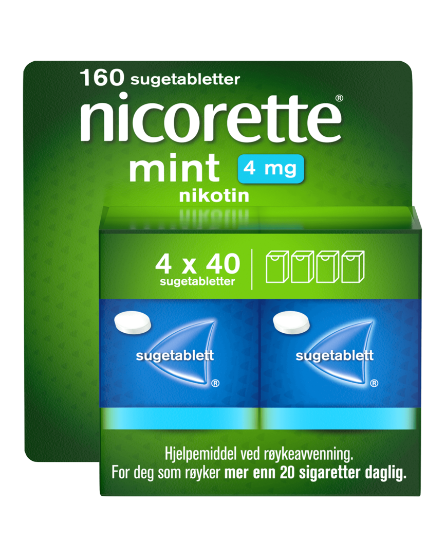 Nicorette Mint sugetablett 4 mg nikotin, 160 stk, slutte å røyke
