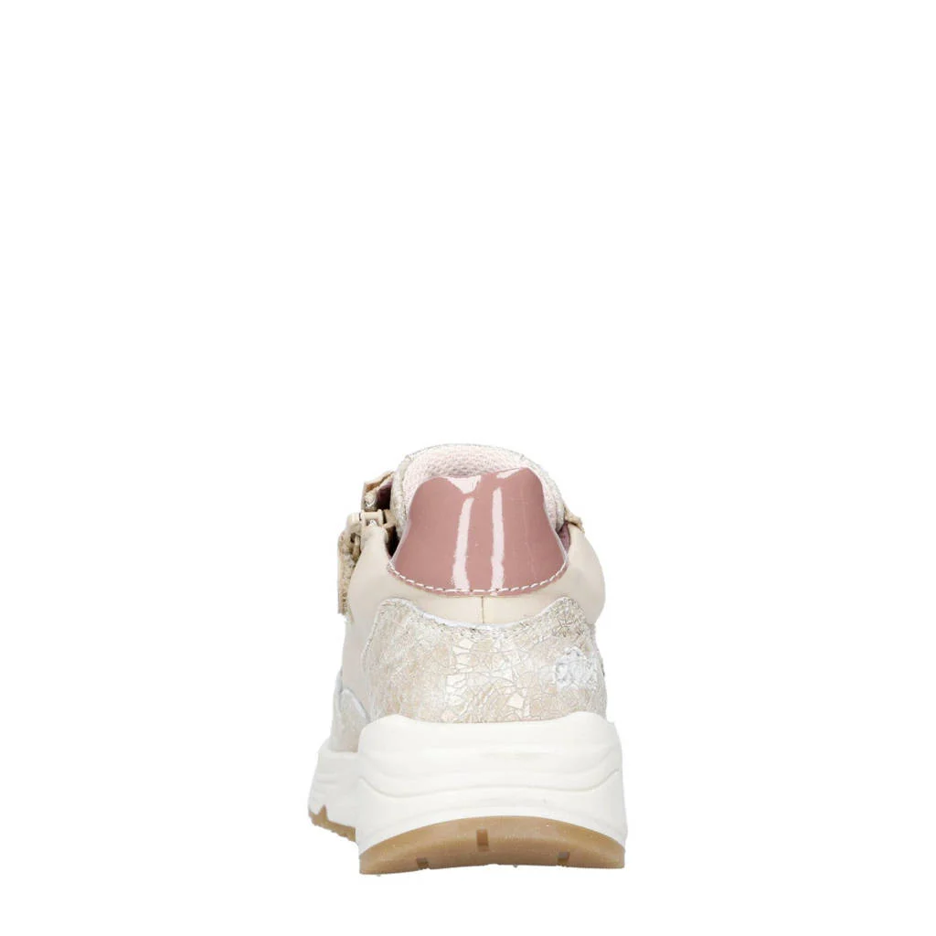 Clic! chunky leren sneakers ecru/roze