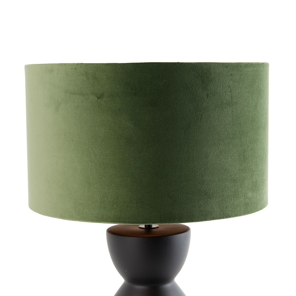 Design tafellamp zwart 16 cm velours kap groen met goud 35 cm - Alisia