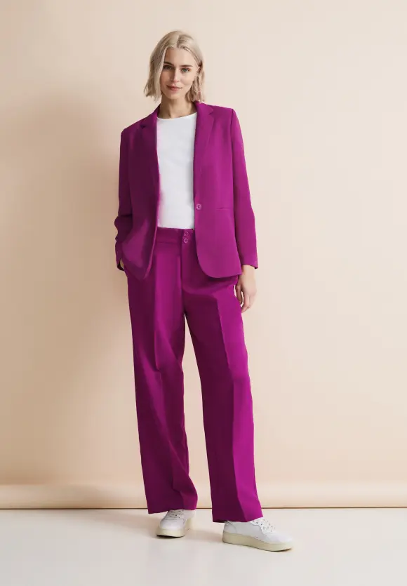 Langer Twill-Blazer - magenta pink