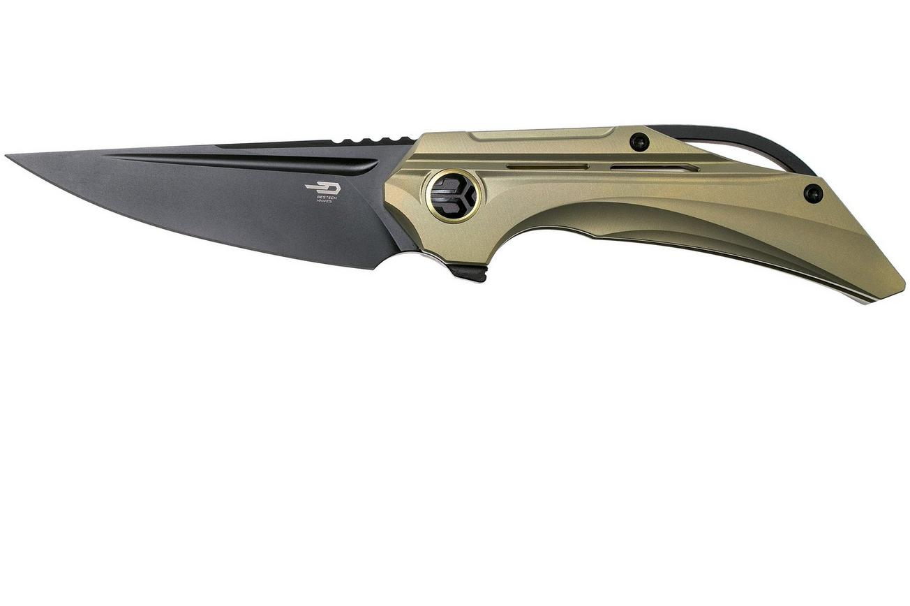 Bestech Vigil BT2201E Gold Blasted Titanium, Black zakmes, Kombou design