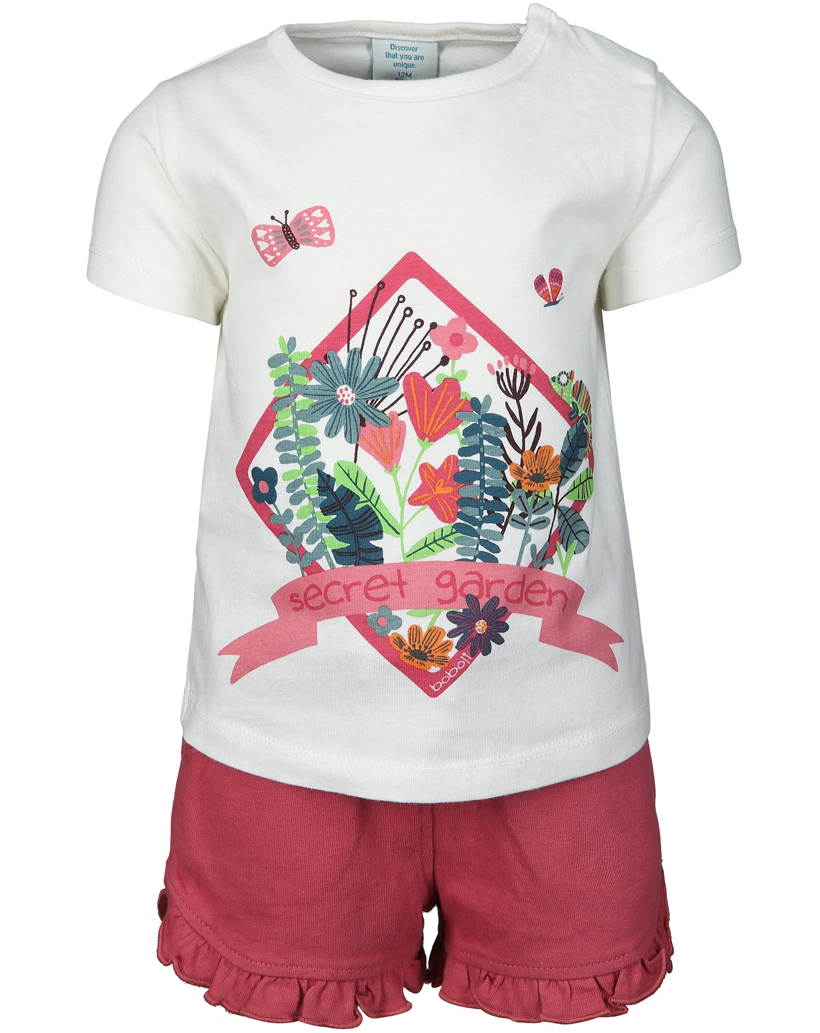 T-Shirt SECRET GARDEN mit Shorts in weiß/pink