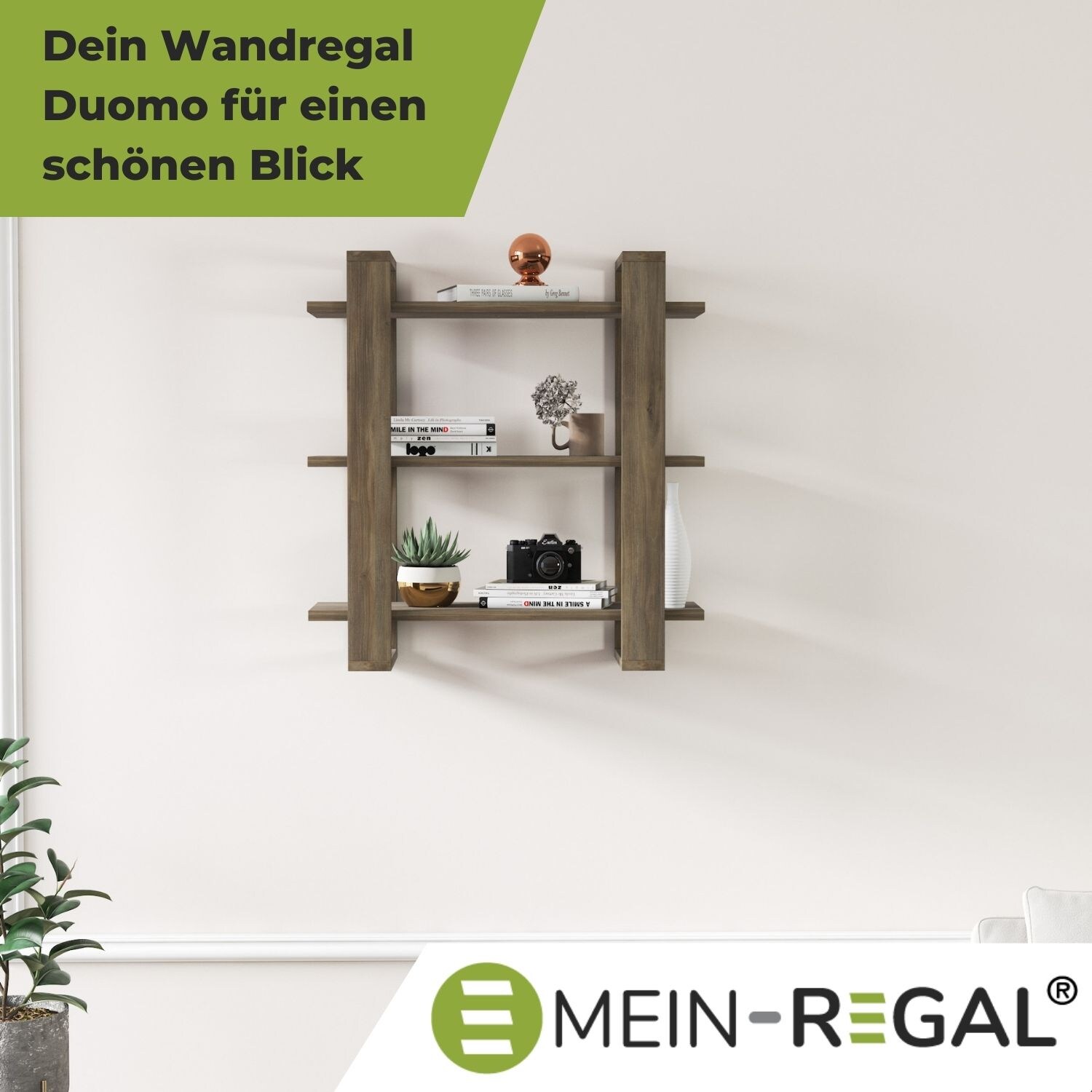 Mein-Regal Wandregal DUOMO 70x27x72cm MDF Holz bis zu 3 Fächer dunkelbraun