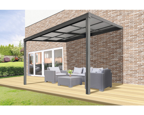 Luchtterrasoverkapping inclusief schuifdakelementen 390 x 299 cm antraciet