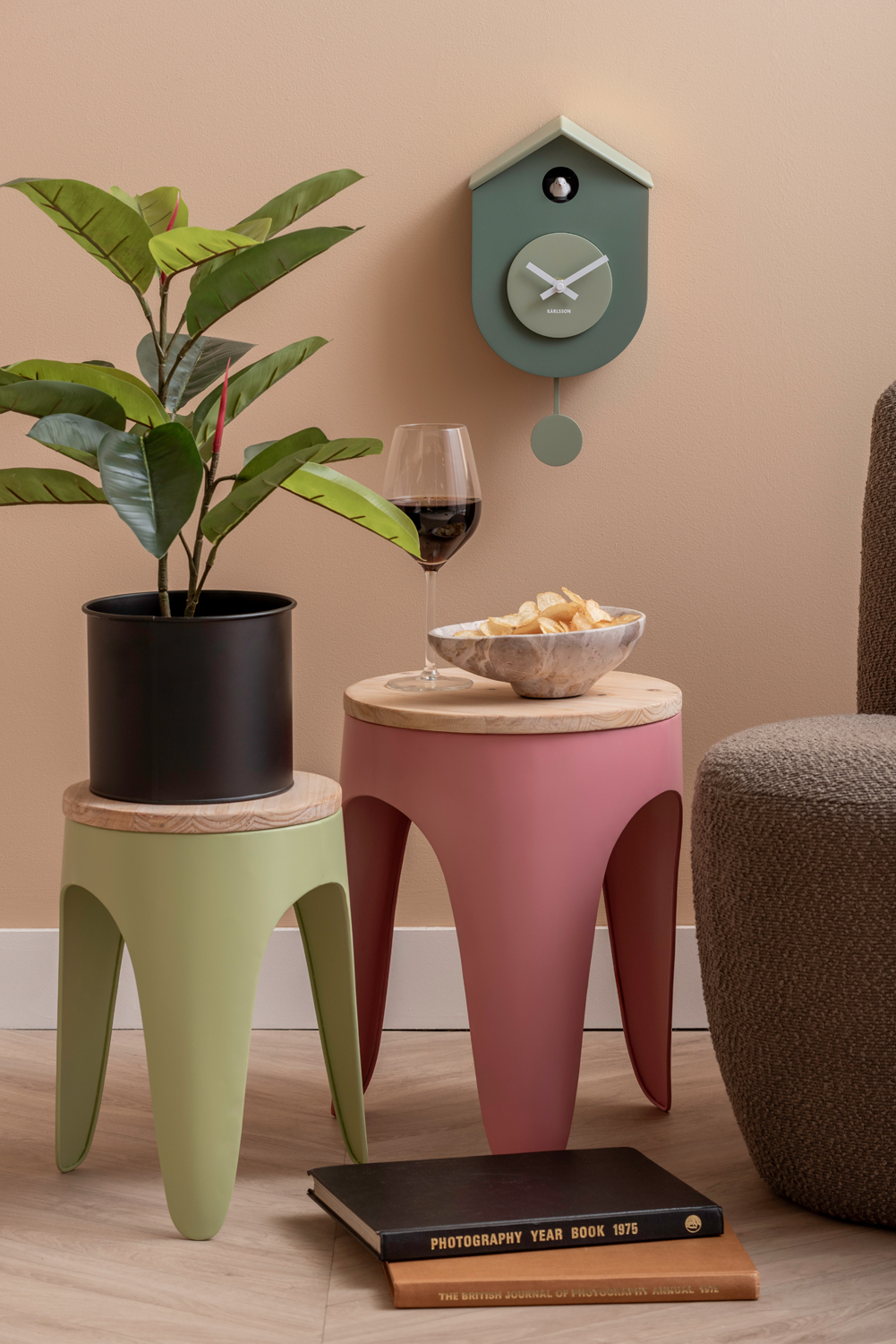 Wandklok Grato Cuckoo - Zwart & warmgrijs