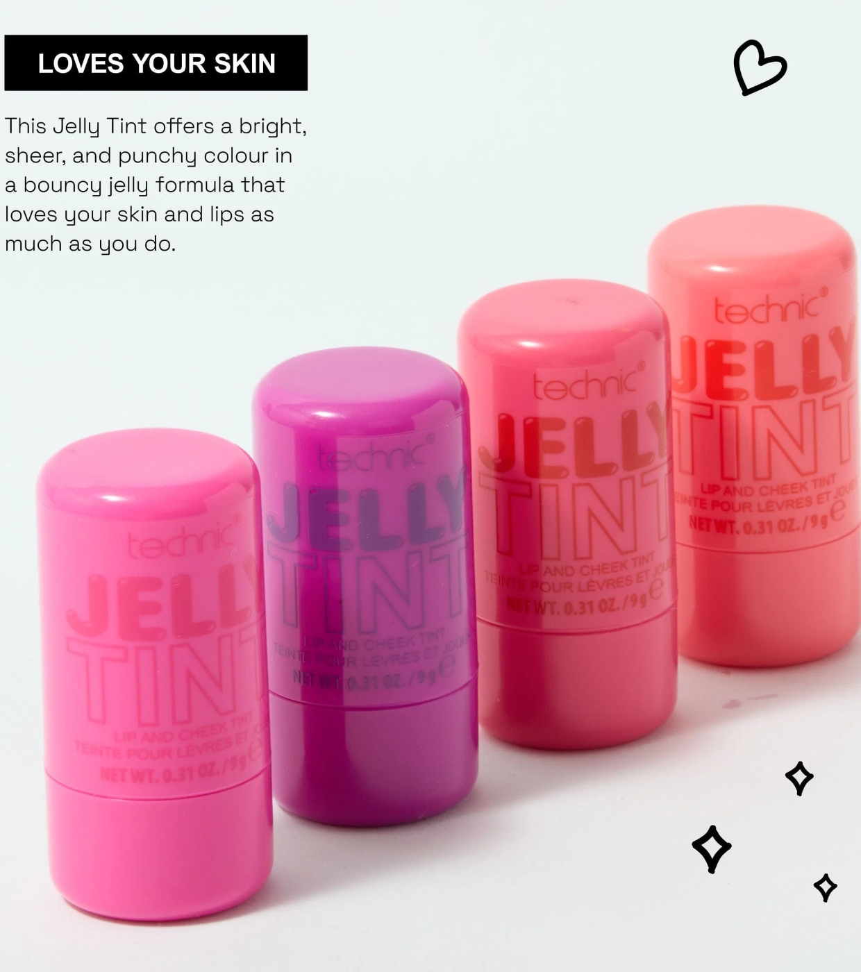 Technic Cosmetics - Tonalidade para lábios e bochechas Jelly Tint - Red Hot!