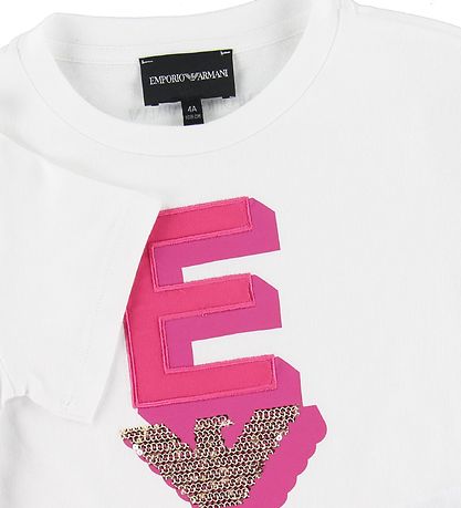 Emporio Armani T-Shirt - Weiß m. Pink/Gold