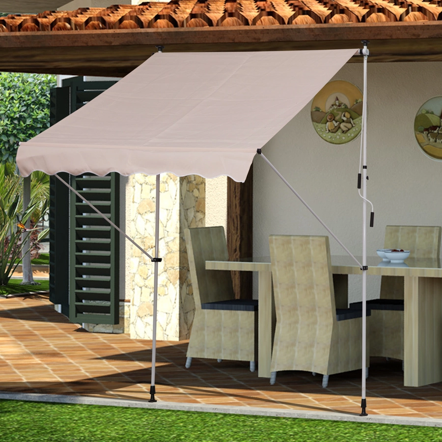 Outsunny Klemmmarkise mit Handkurbel beige
