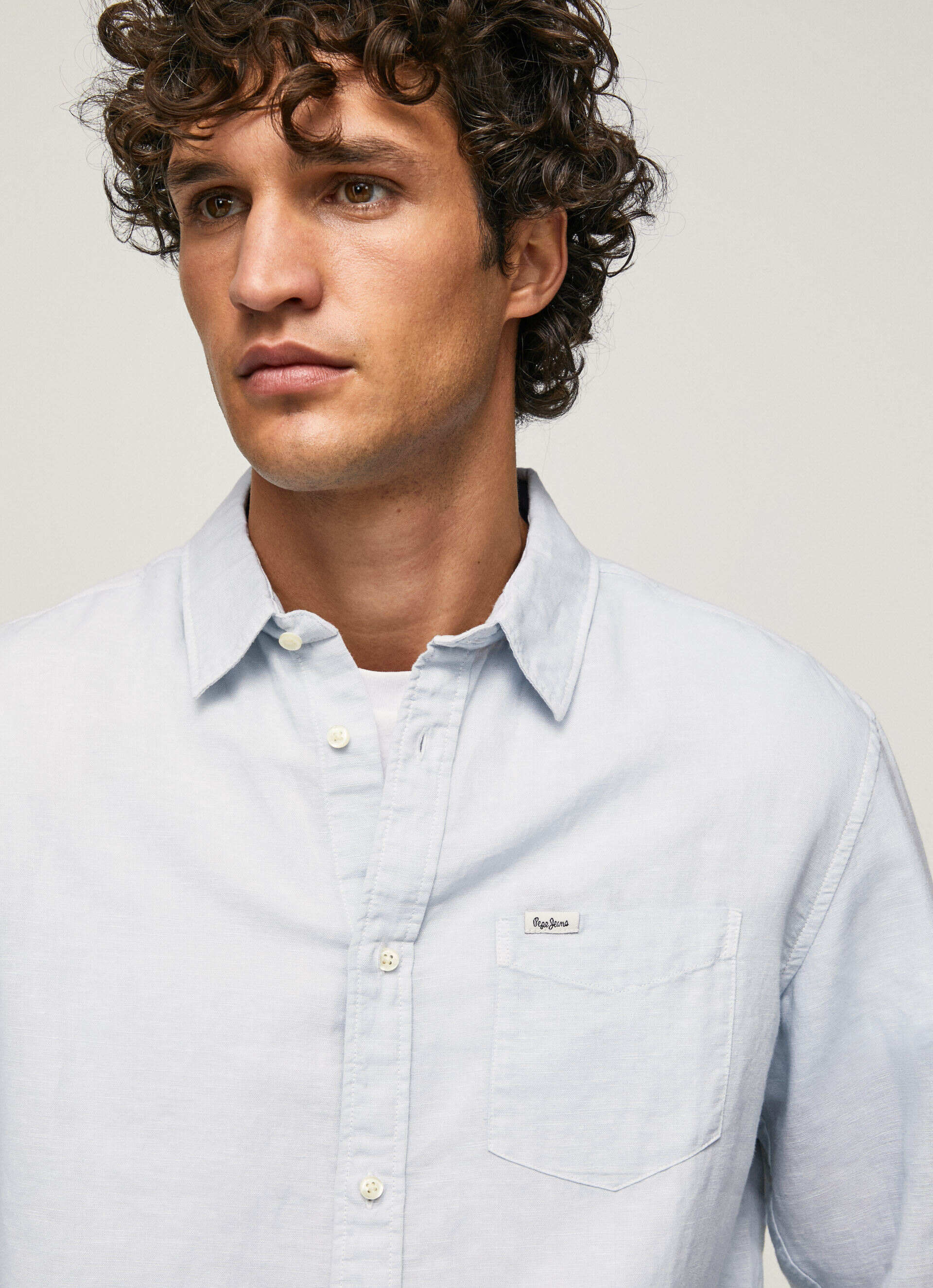 Camisa de linho de manga comprida Parker - azul claro