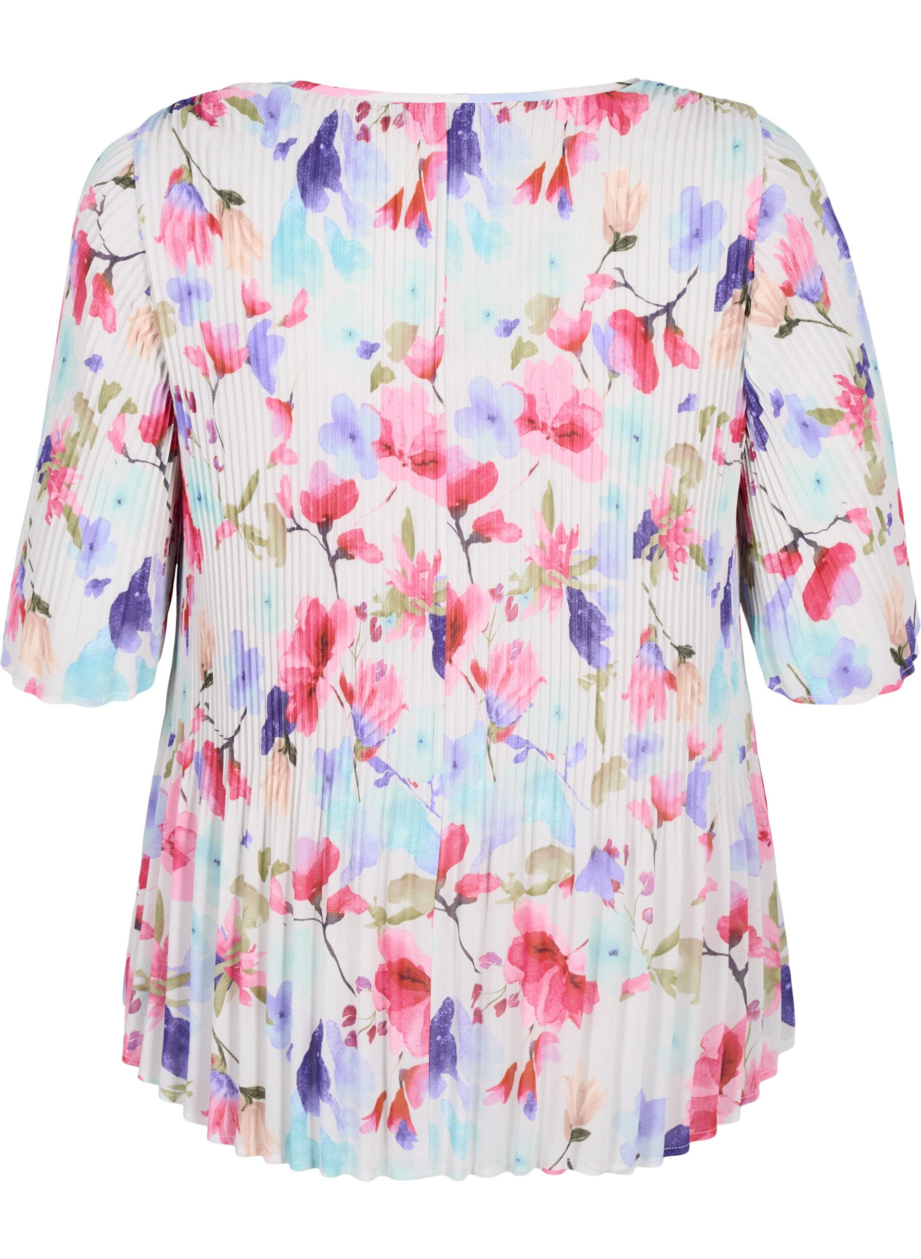 Blomstret bluse i plissé