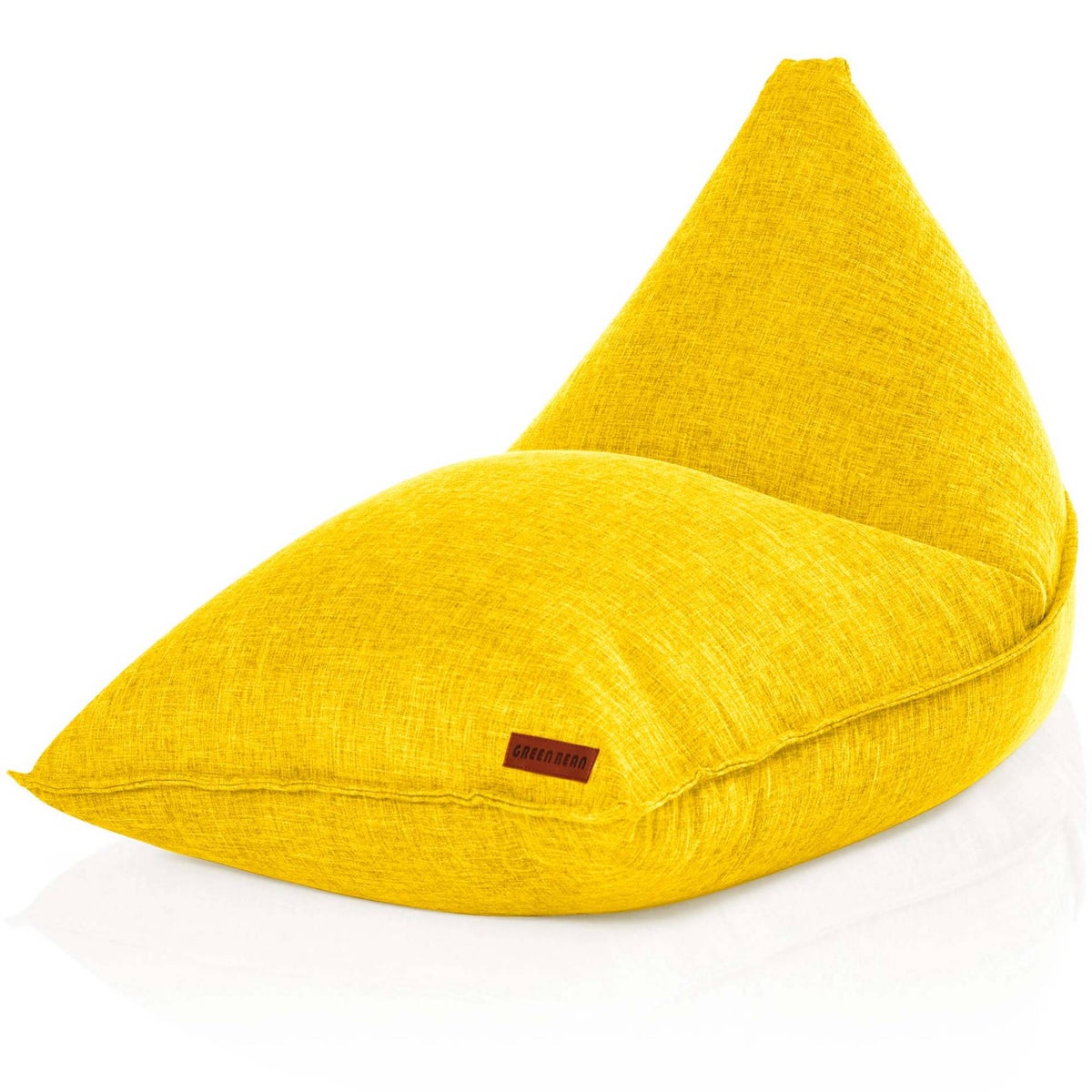 Green Bean Triangle Zitzak 150x100x100cm met 220 liter EPS-korrelvulling - Knuffelzacht en wasbaar - Binnenkussen van stof voor op de vloer, ligstoel en zitkussen - Geel