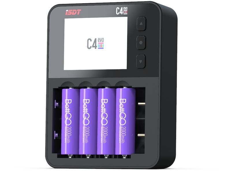 ISDT Ladegerät C4 EVO Smart Charger USB-C Ladegerät für Li-Ion, Li-fe, NiMH und NiZn Rundzellen wie 18650, AA, AAA und viele mehr