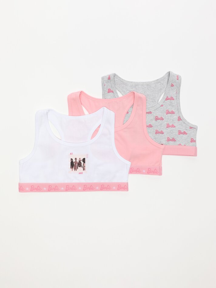 Conjunto com 3 blusas estampadas da Barbie - Cores Variadas