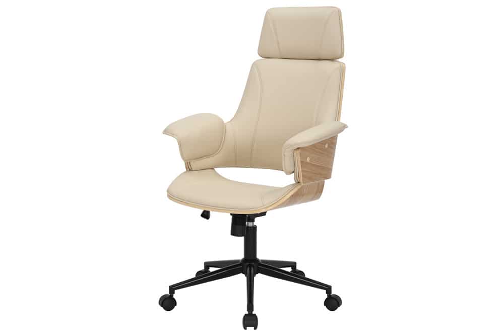 Höhenverstellbarer Bürostuhl MANHATTAN natur Eiche creme beige Kunstleder drehbar