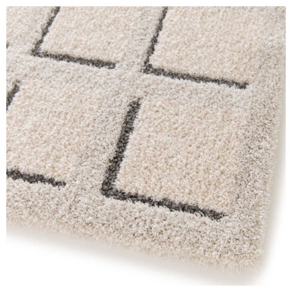 Tapis de salon graphique en relief - case - beige crème - 120 x 170 cm