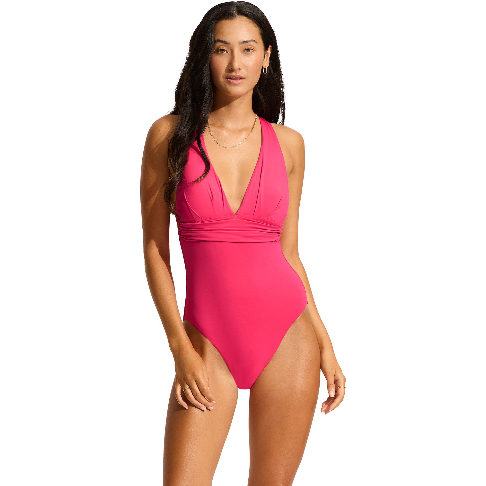 Seafolly S.Collective Cross Back Badeanzug Damen raspberry