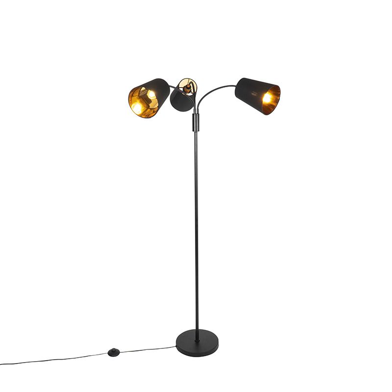Moderne vloerlamp zwart 3-lichts - Carmen