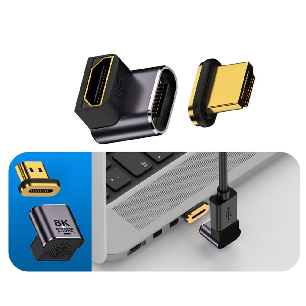 HDMI auf HDMI 8K@60Hz 90° Grad Winkel Adapter mit vergoldeten Kontakten - Grau