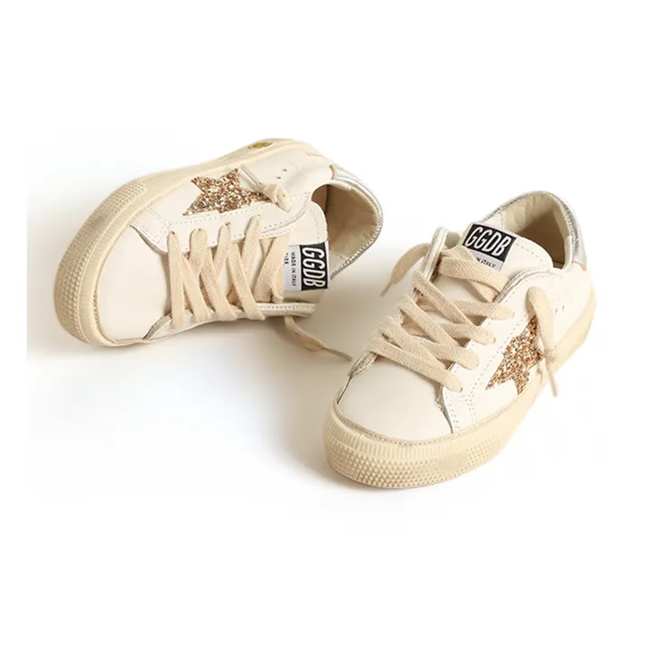 Golden Goose Baskets Lacets May Paillettes Etoile | Argenté