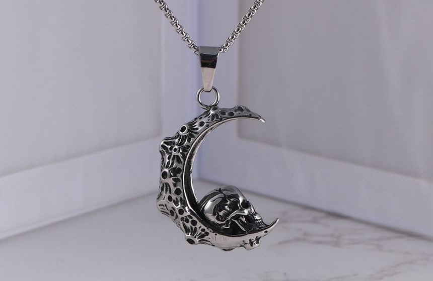 Prushia - Hanger / ketting / set van roestvrij staal met schedel en halve maan