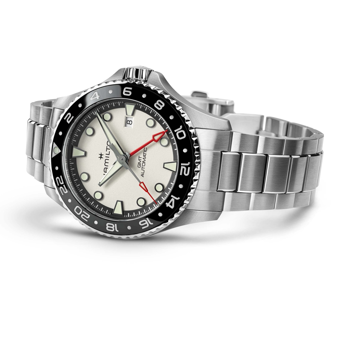 Hamilton Khaki Navy Scuba Auto GMT 43 Silbrig