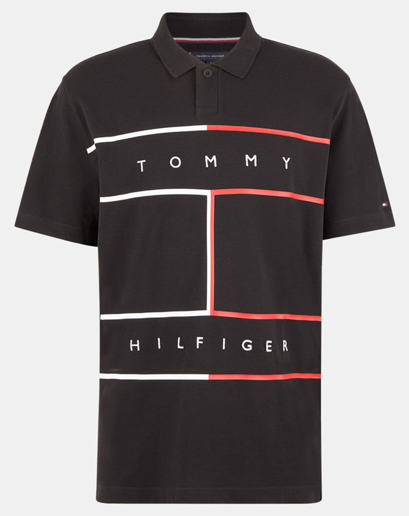 Tommy Hilfiger Polo 100% Coton Bio Regular Flag noir