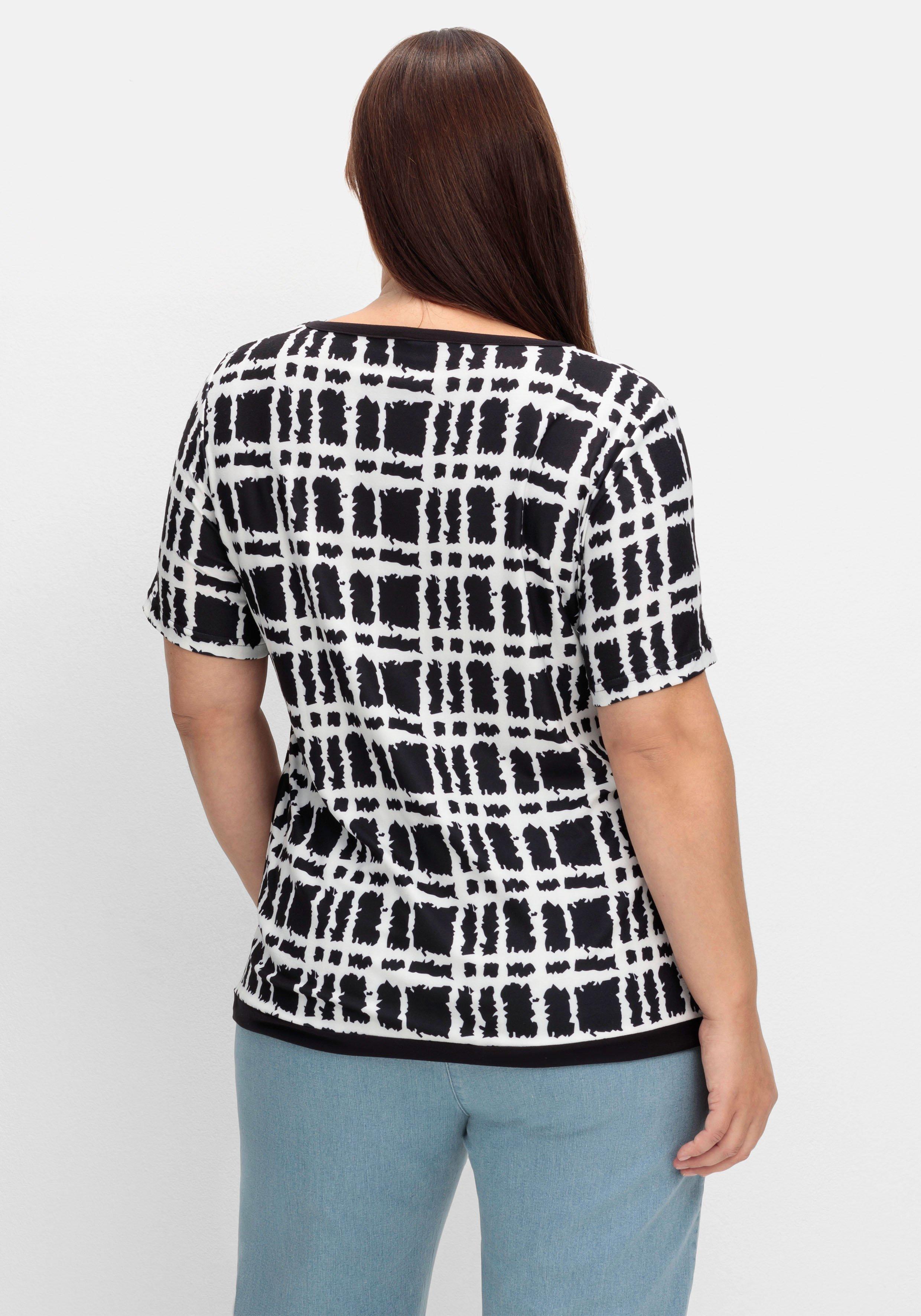 Shirt mit Grafik-Muster und U-Boot-Ausschnitt