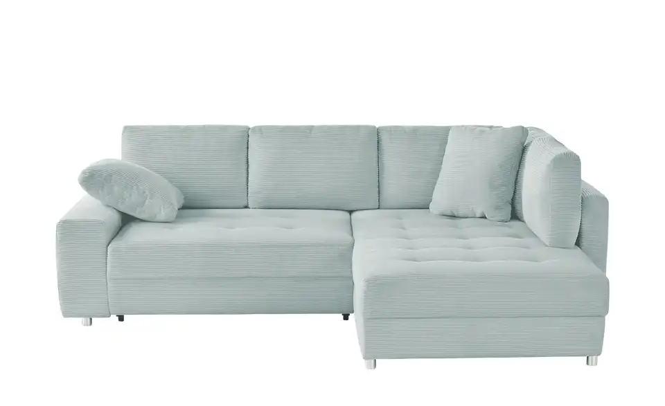 Ecksofa Arissa de Luxe Pastellblau rechts Cordstoff