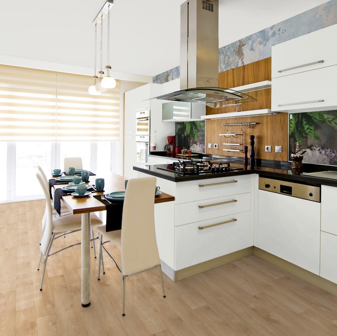 PVC-vloer, per meter verkocht, lichte houtlook met schuimrug, 200 cm breed (per meter verkocht)