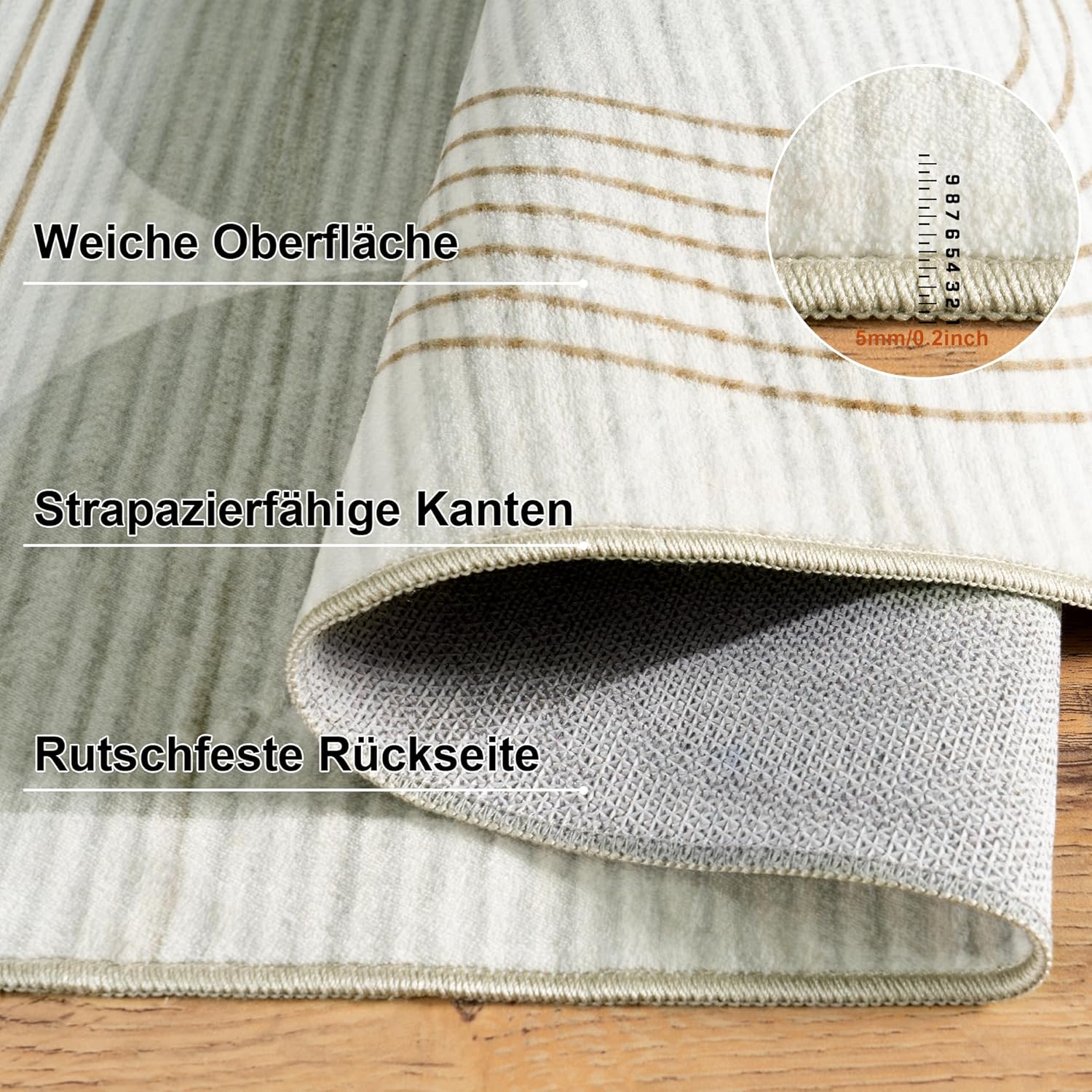 Teppich Wohnzimmer, Moderne Abstraktem Muster Wohnzimmerteppich, Beige 200x230 cm Kurzflor Wohnzimmer Waschbare Teppiche, Groß Carpet Wollteppich für Schlafzimmer Büro Esszimmer