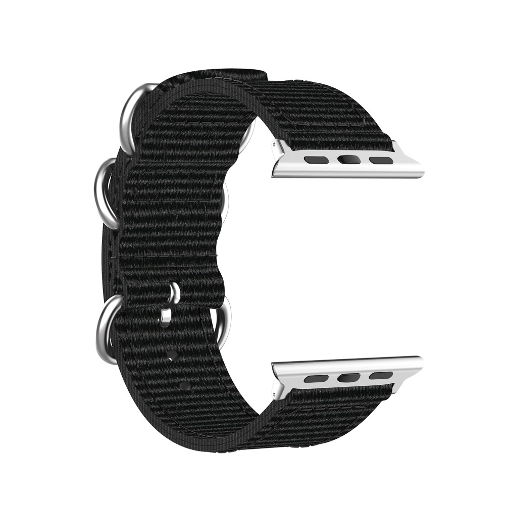 Apple Watch (49/46/45/44 mm) Canvas Stoff Armband mit Dornschliesse (Gelenkumfang 170-220mm) - Schwarz
