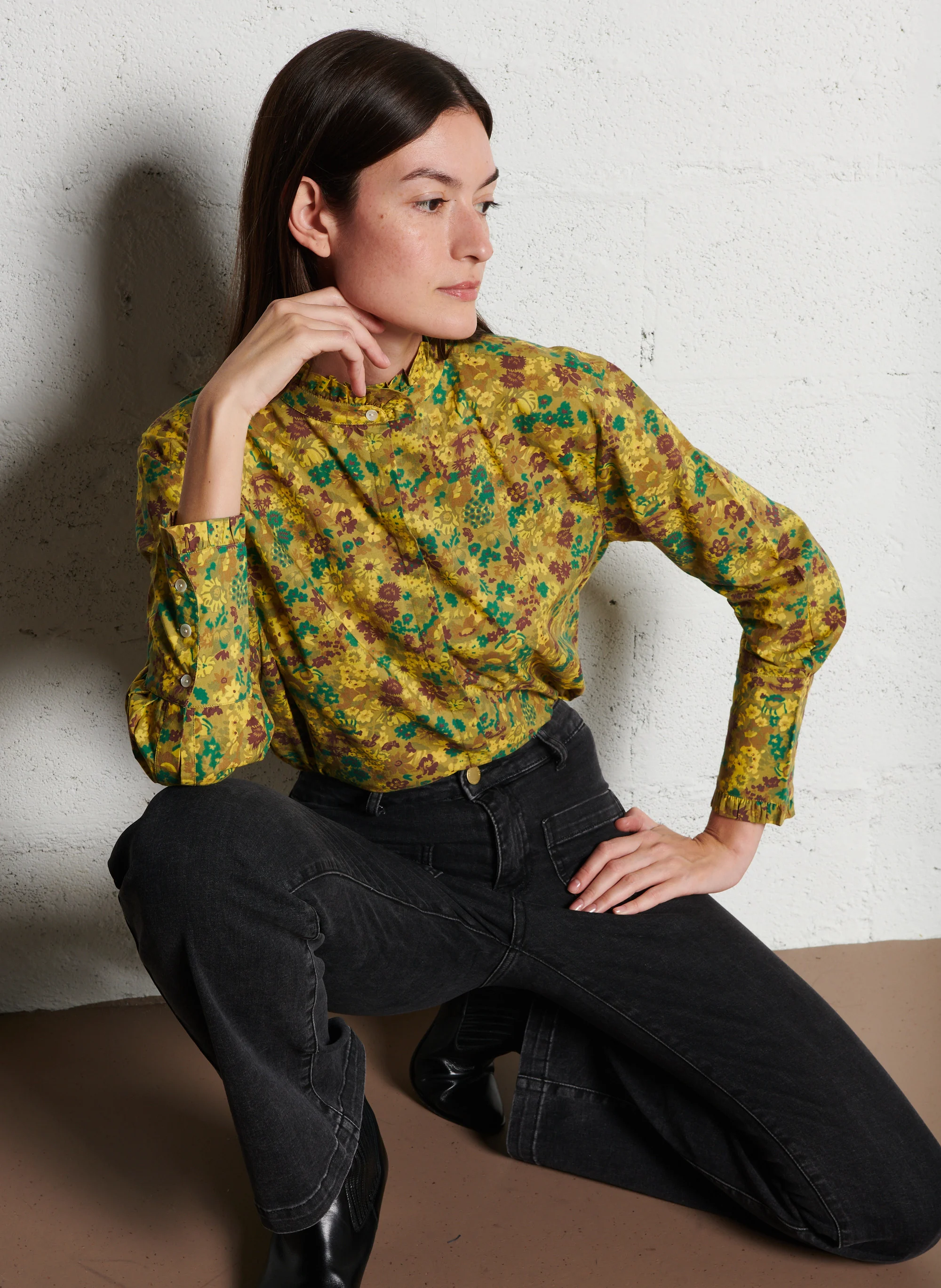 LIBERIA - Chemise colà volant en coton | Vert