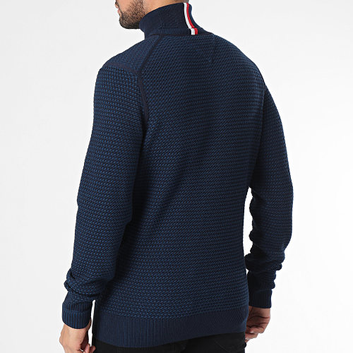 Pull Col Roulé 2 Tone Structure 3452 Bleu Marine