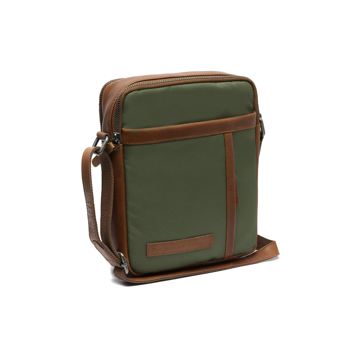 The Chesterfield Brand Nylon Wax Pull Up Arendal Schoudertas Steel Green