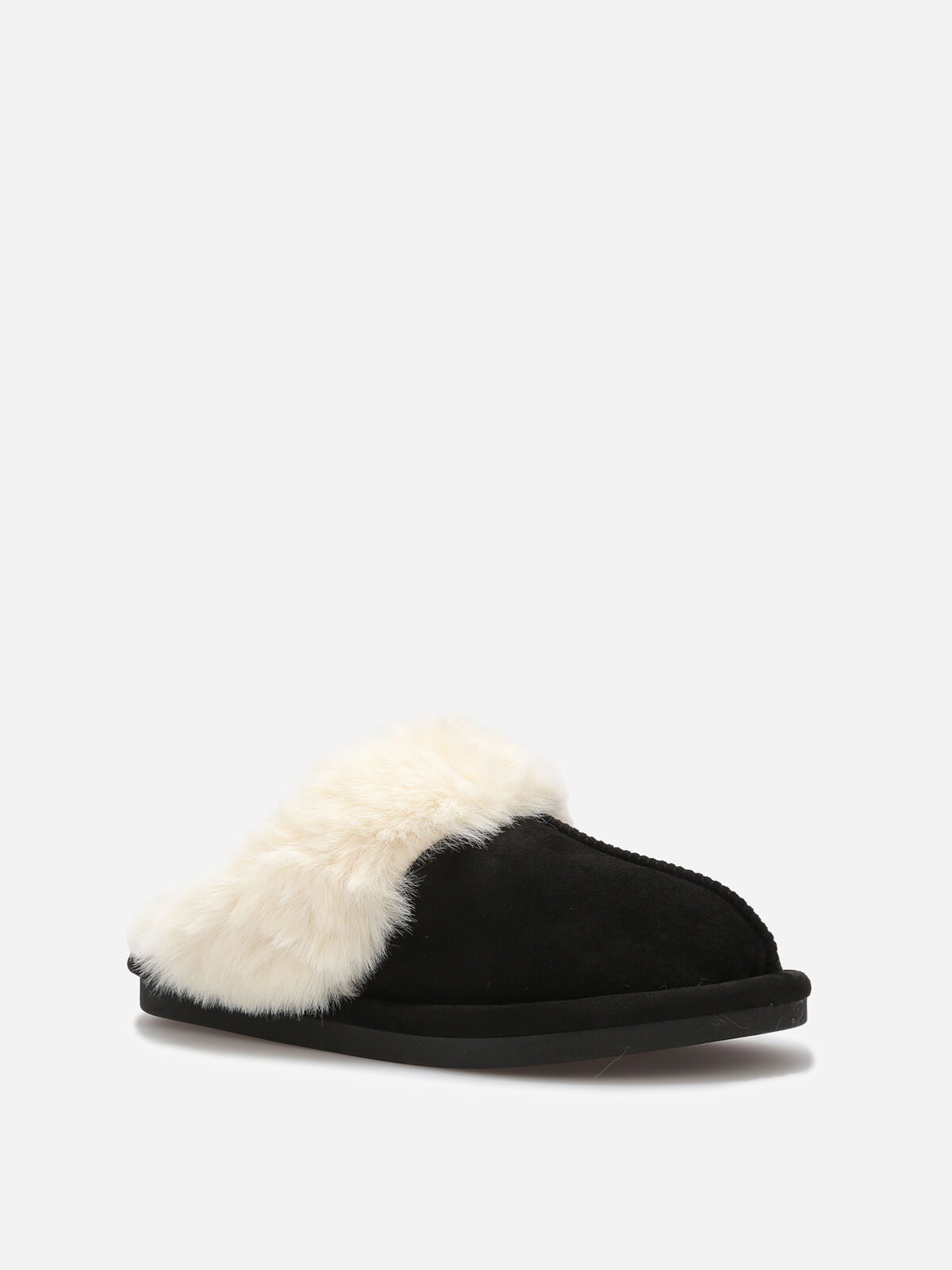 Chaussons en suédine fourrés- Noir
