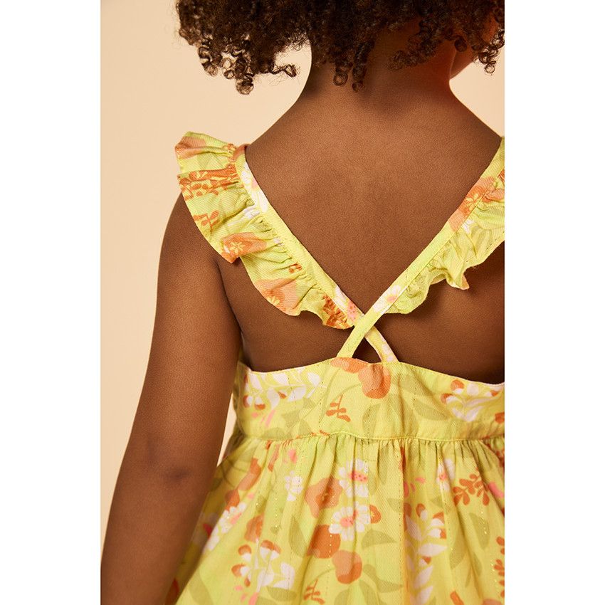 Robe à bretelles imprimé fleurs pour bébé fille - Blanc