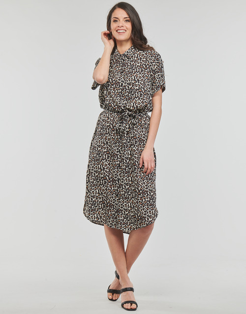 Vero Moda - VMBUMPY SS CALF SHIRT DRESS NOOS - Leopard