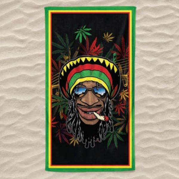 Toalha de Praia Microfibra Rastafari Cannabis 180 x 100 cm