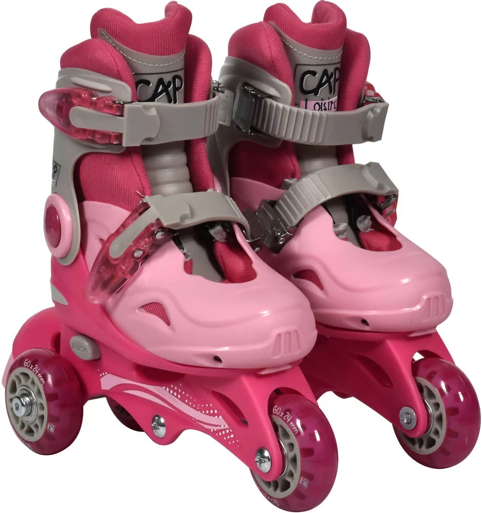 ROLLERS EVOLUTIFS 3 ROUES TAILLE 27-30 ROSE