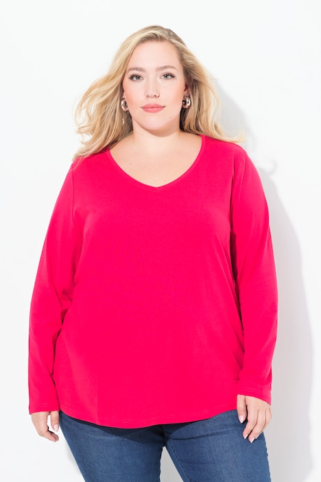 Shirt, Slim, V-Ausschnitt, Langarm