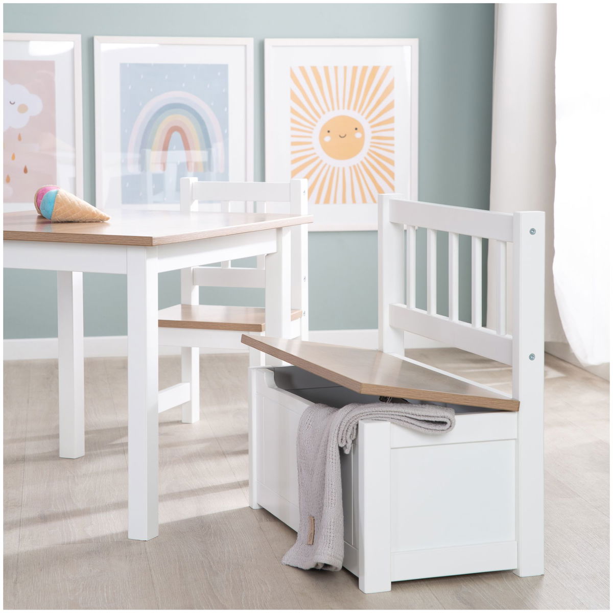 robaroba   Kindertruhenbank Woody weiss