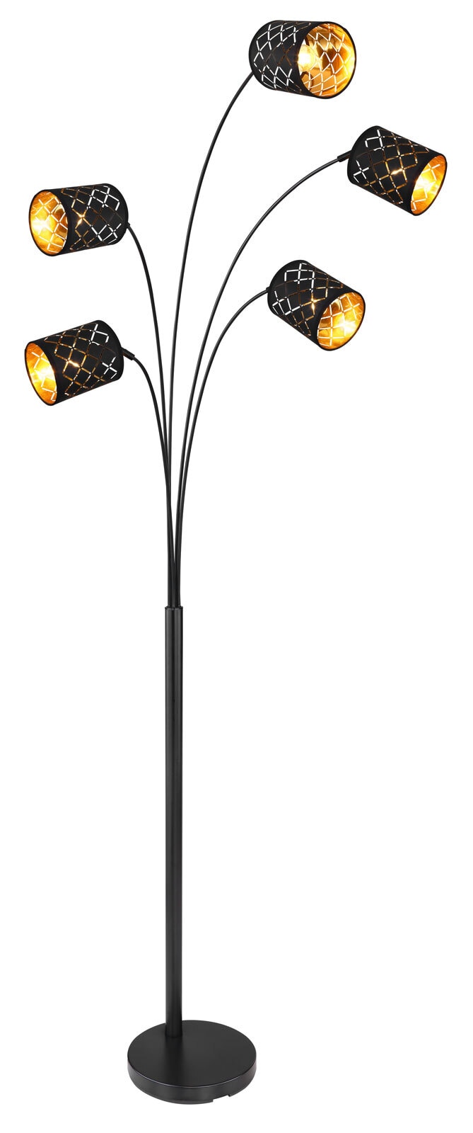 CLARKE Stehlampe schwarz 15229S4,B/H/T: 85 x 204 x 130 cm, Metall, Textil