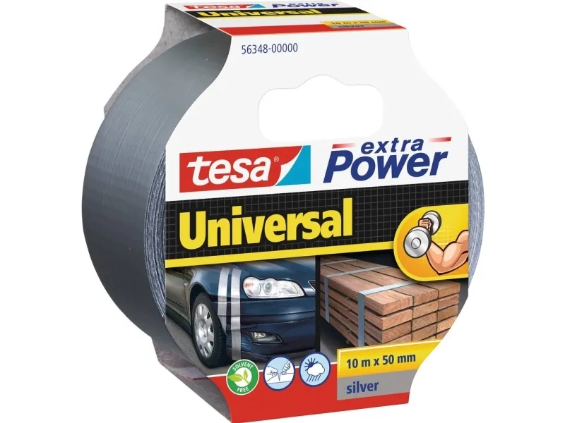 tesa® EXTRA POWER stoftape universal 10m x 50mm sølv
