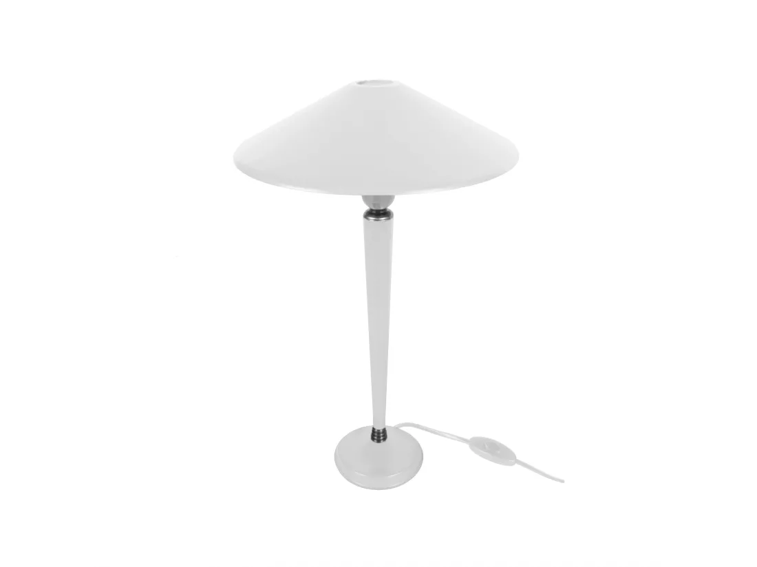 Lampe de chevet conique métal blanc,aluminium 47 cm.