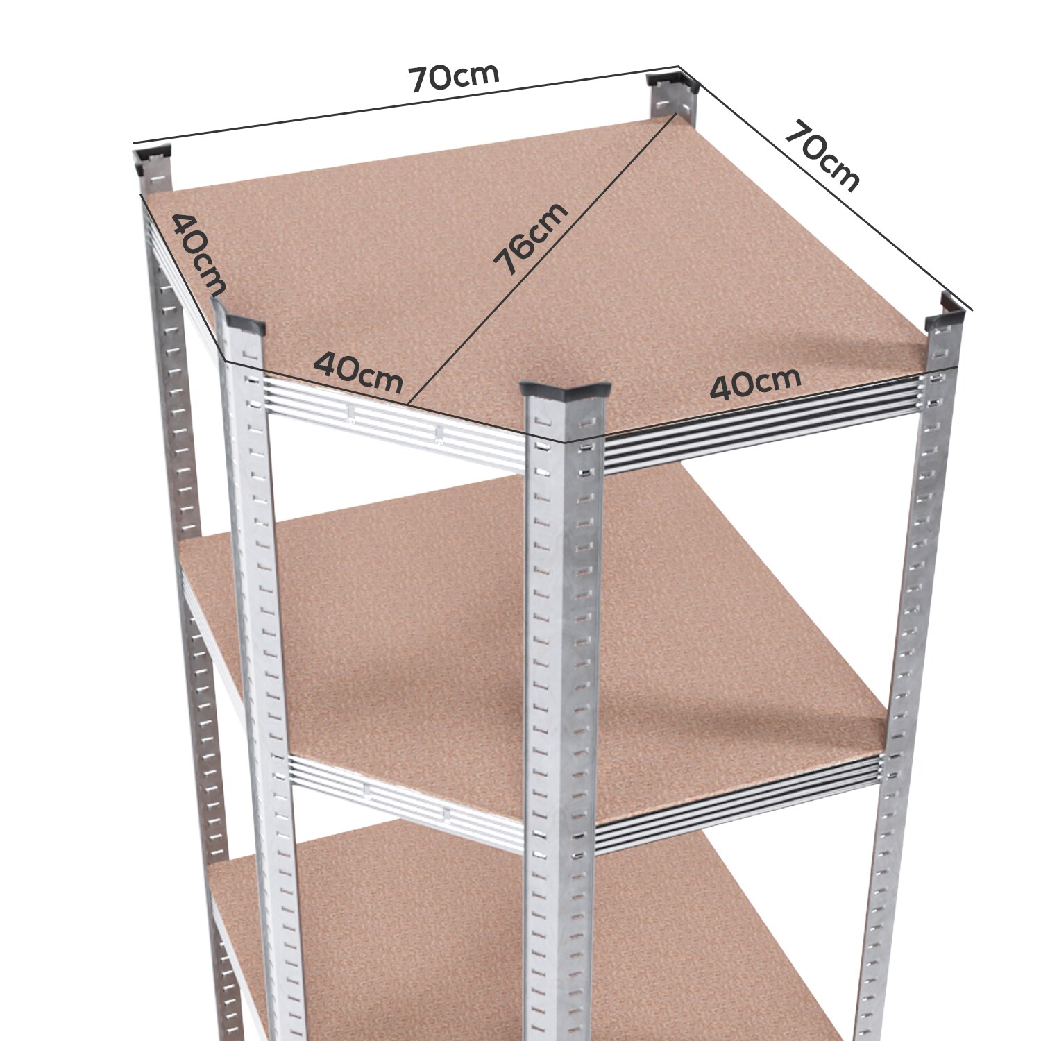 TroniTechnik® Schwerlastregal, Kellerregal, Lagerregal, 40 x 40 x 70 x 70 x 180 cm, Stahlgestell, bis 875 kg , 5 Ablagen