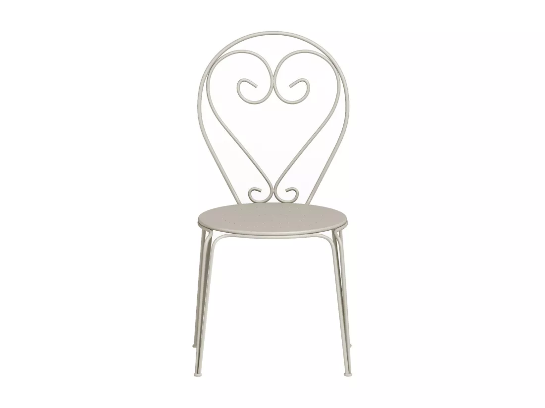 Lot de 4 chaises de jardin empilables en métal façon fer forgé - Beige - GUERMANTES de MYLIA
