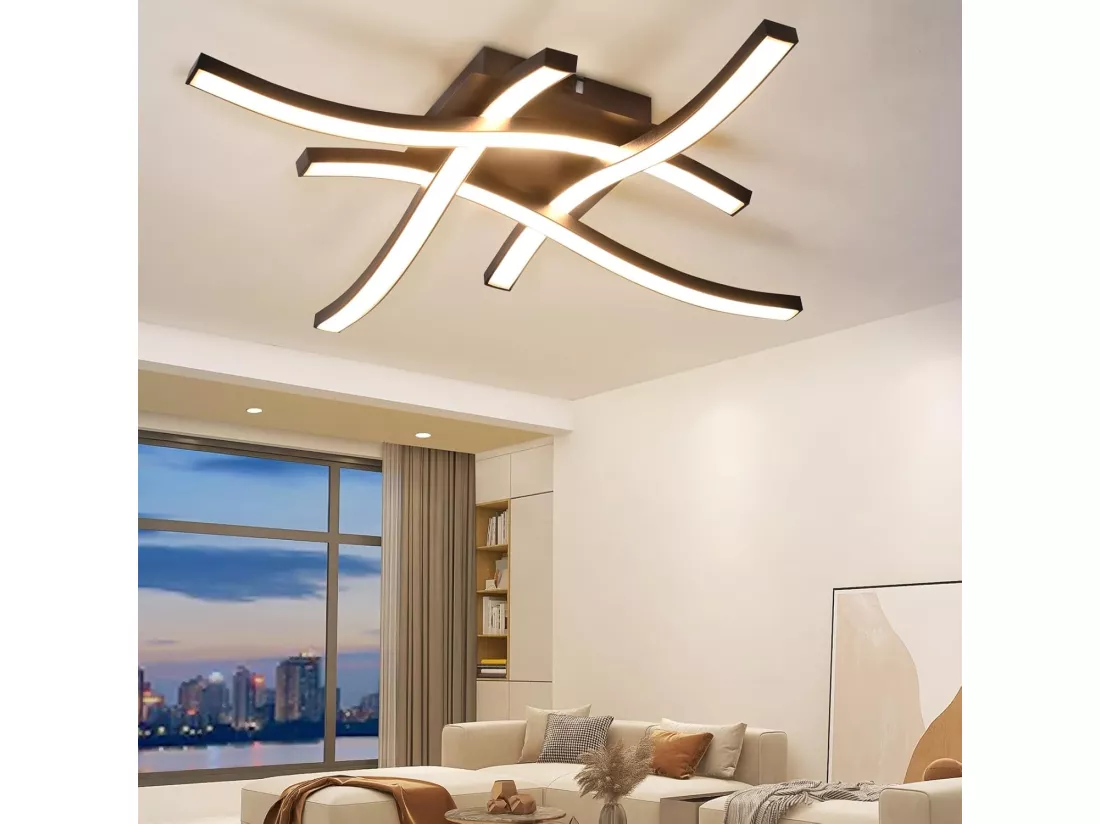 NETTLIFE plafonnier LED noir 24W 3000K blanc chaud design moderne