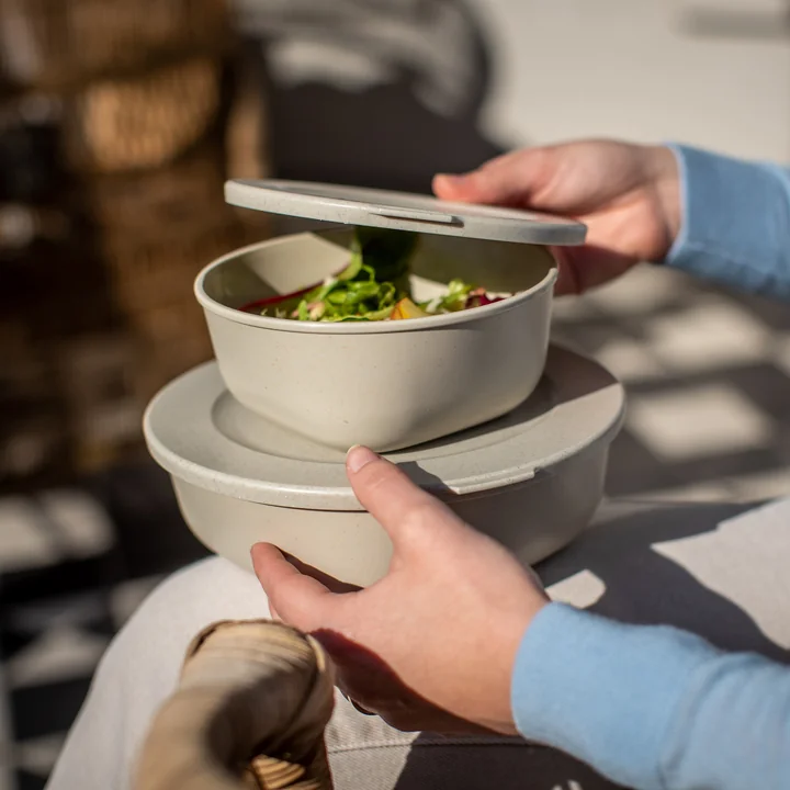 Koziol - Connect Vorratsdosen-Set Kopenhagen, 0.7 l ,1.3 l, nature ash grey (2er-Set)